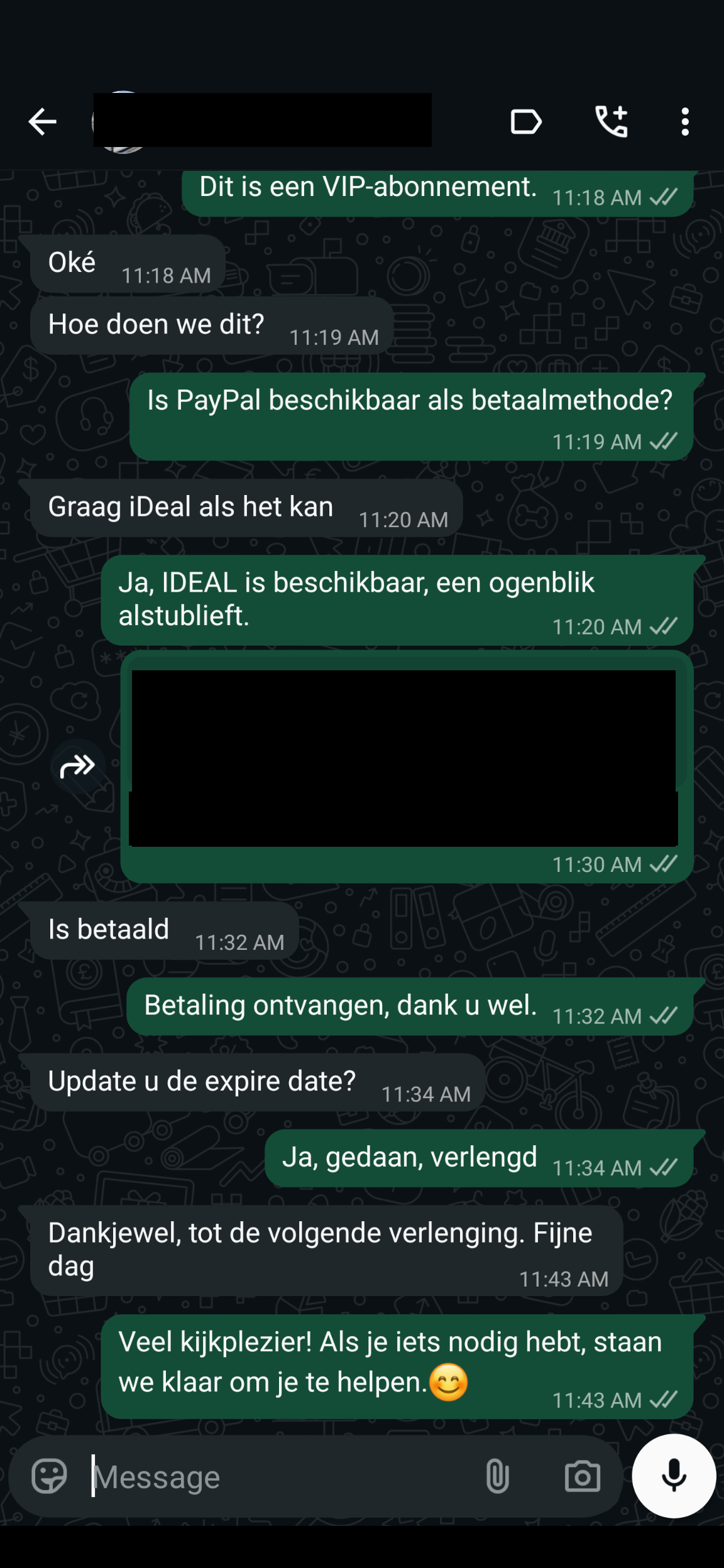 WhatsApp review van een tevreden IPTV Proefabonnement klant #5